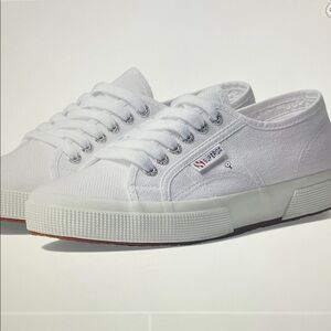 Superga White Lace-Up Canvas Shoes